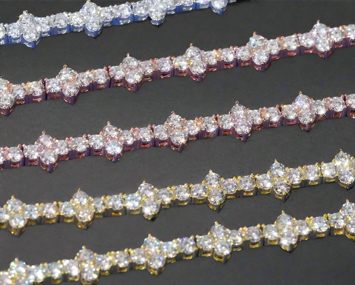 4mm Cross 925 Sterling Silver VVS Moissanite Tennis Bracelet