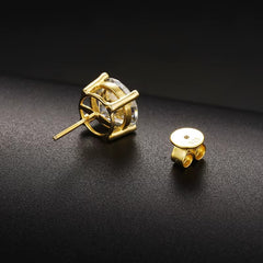 4 Prong Stud Earrings Screw Back 925 Sterling Silver D Color Moissanite Earrings